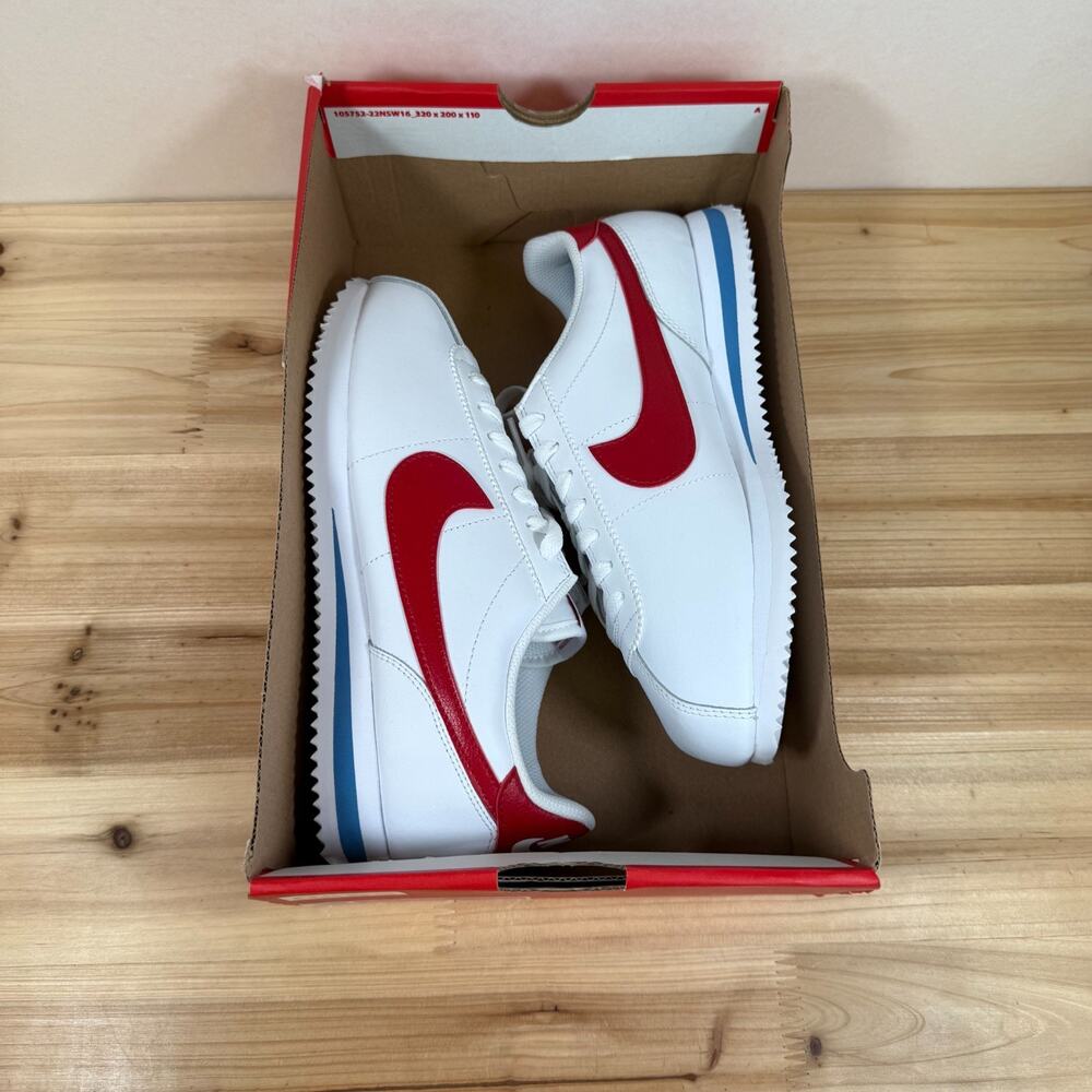 Nike Cortez classic sneakers womens 9 White red Leather Retro DN1791-108 - Picture 9 of 11